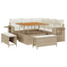 Tuinbankenset met kussen 9 pcs Beige en Crème poly rattan