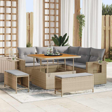 Tuinbankenset 9 st 8-Aantal zitplaatsen Beige en Licht Grijs