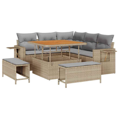 Tuinbankenset 9 st 8-Aantal zitplaatsen Beige en Licht Grijs