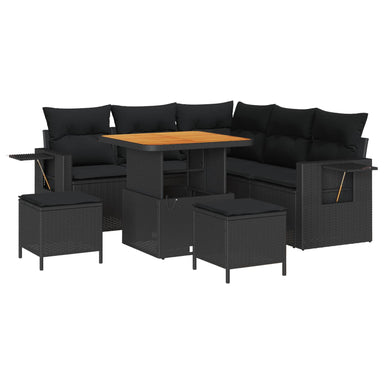 Tuinbankenset 9 st 6-Aantal zitplaatsen Zwart poly rattan