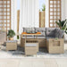 Tuinbankenset 9 st 6-Aantal zitplaatsen Beige en Licht Grijs