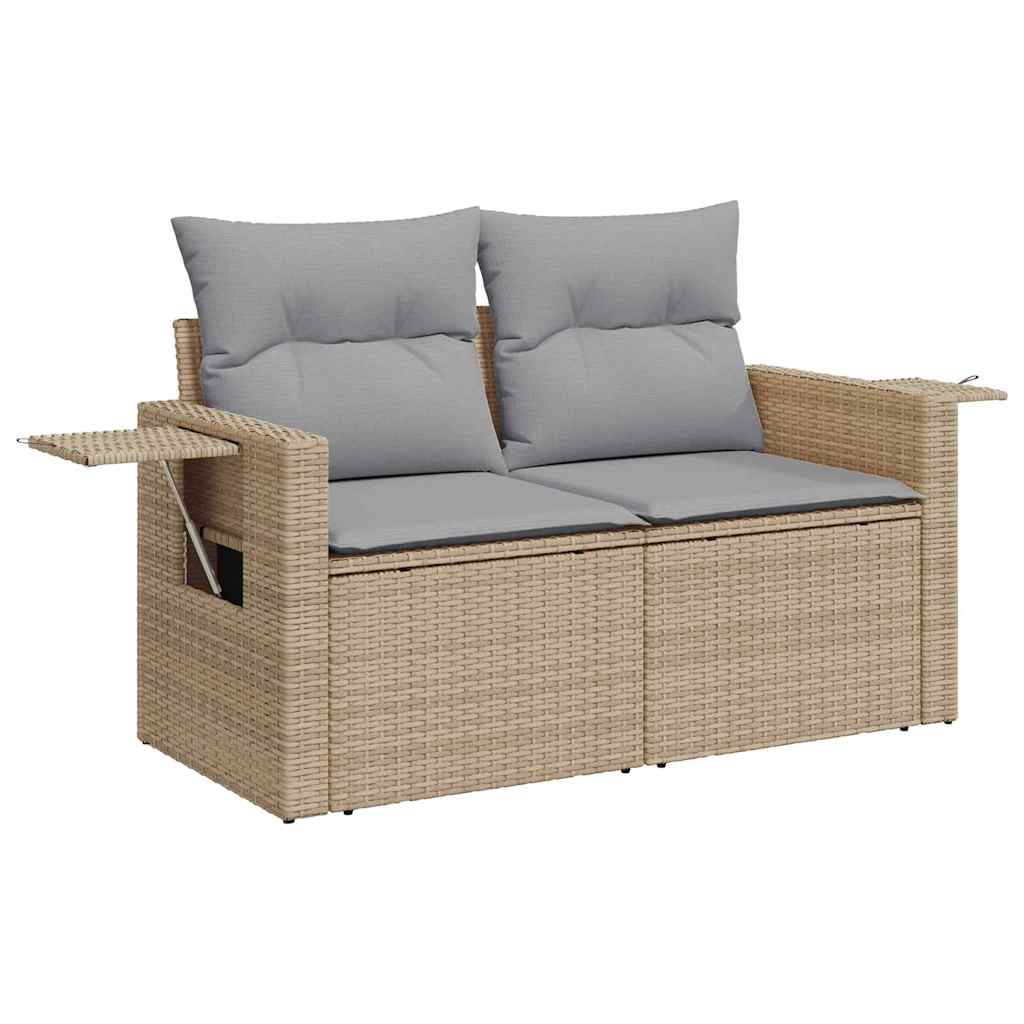 Tuinbankenset 9 st 6-Aantal zitplaatsen Beige en Licht Grijs