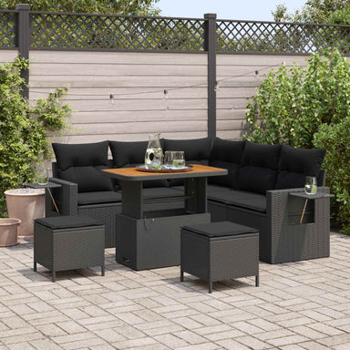 Tuinbankenset 9 st 6-Aantal zitplaatsen Zwart poly rattan