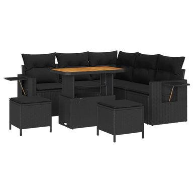 Tuinbankenset 9 st 6-Aantal zitplaatsen Zwart poly rattan