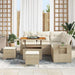 Tuinbankenset met kussen 9 pcs Beige en Crème poly rattan