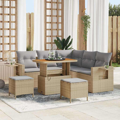 Tuinbankenset 9 st 6-Aantal zitplaatsen Beige en Licht Grijs