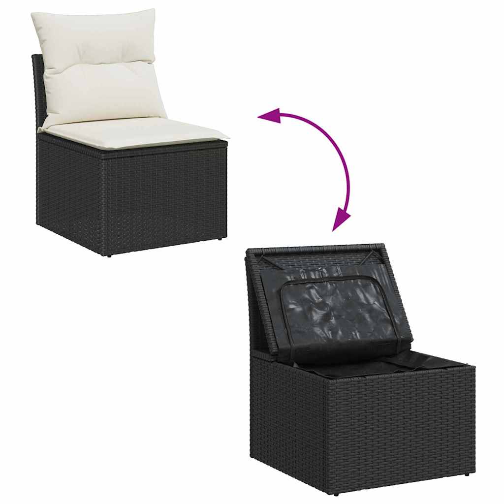 Tuinbankenset 10 st 7-Aantal zitplaatsen Zwart en Crème