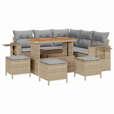 Tuinbankenset 10 st 7-Aantal zitplaatsen Beige en Licht Grijs