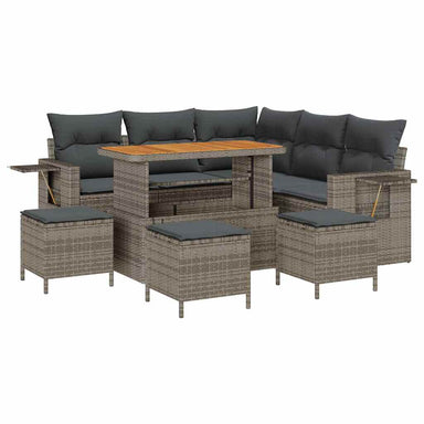 Tuinbankenset 10 st 7-Aantal zitplaatsen Grijs poly rattan