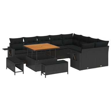 Tuinbankenset 13 st 11-Aantal zitplaatsen Zwart poly rattan