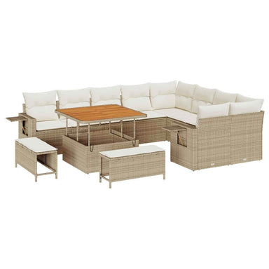 Tuinbankenset 12 st 11-Aantal zitplaatsen Beige en Crème