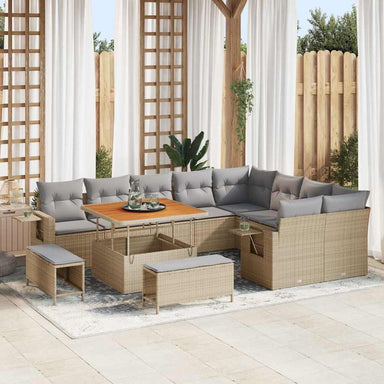 Tuinbankenset 12 st 11-Aantal zitplaatsen Beige en Licht Grijs