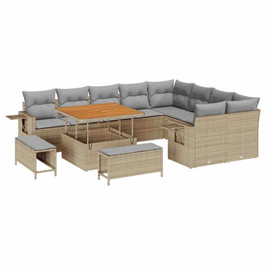 Tuinbankenset 12 st 11-Aantal zitplaatsen Beige en Licht Grijs