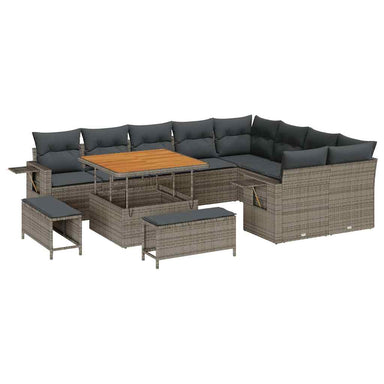 Tuinbankenset 12 st 11-Aantal zitplaatsen Grijs poly rattan