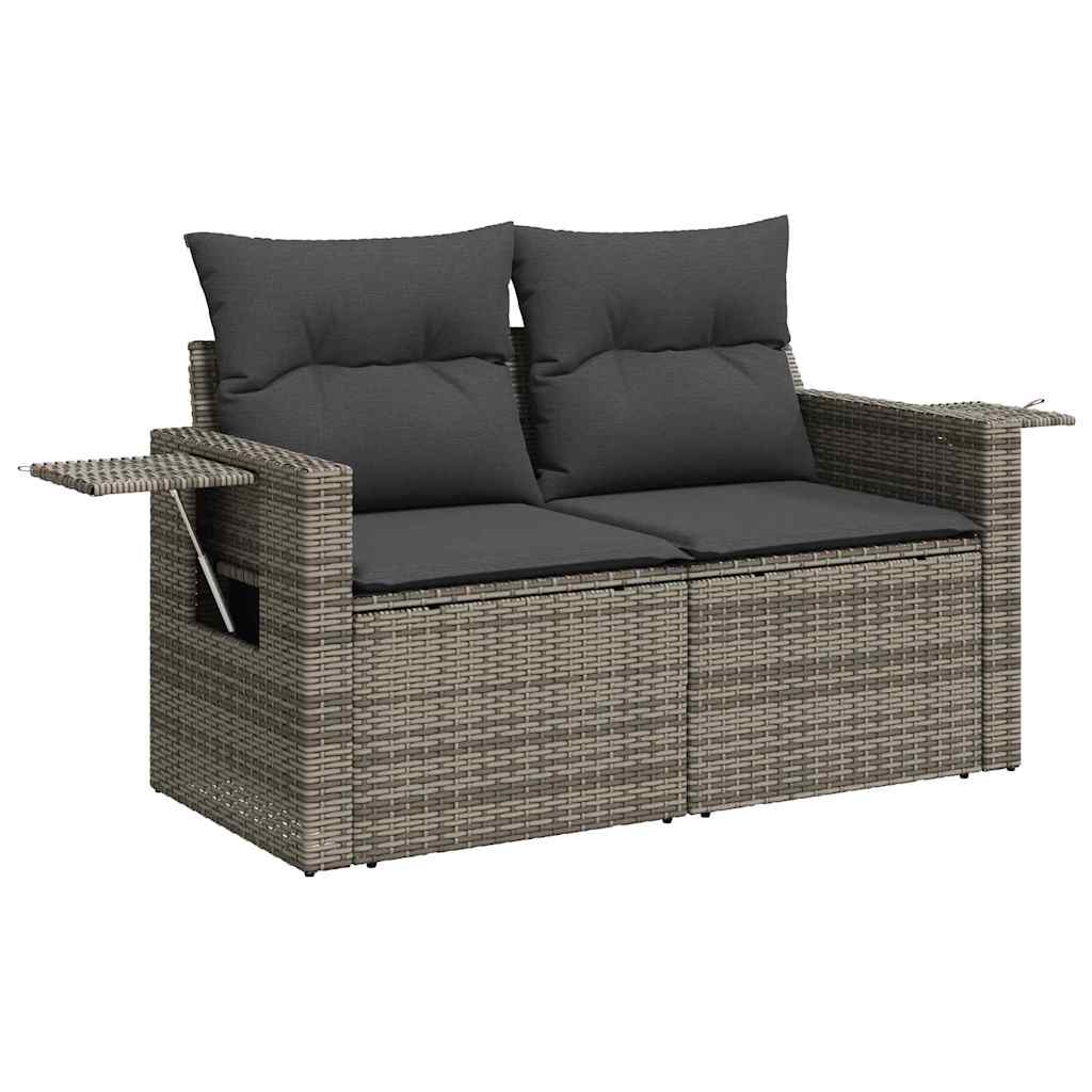 Tuinbankenset 12 st 11-Aantal zitplaatsen Grijs poly rattan