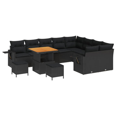Tuinbankenset 12 st 11-Aantal zitplaatsen Zwart poly rattan