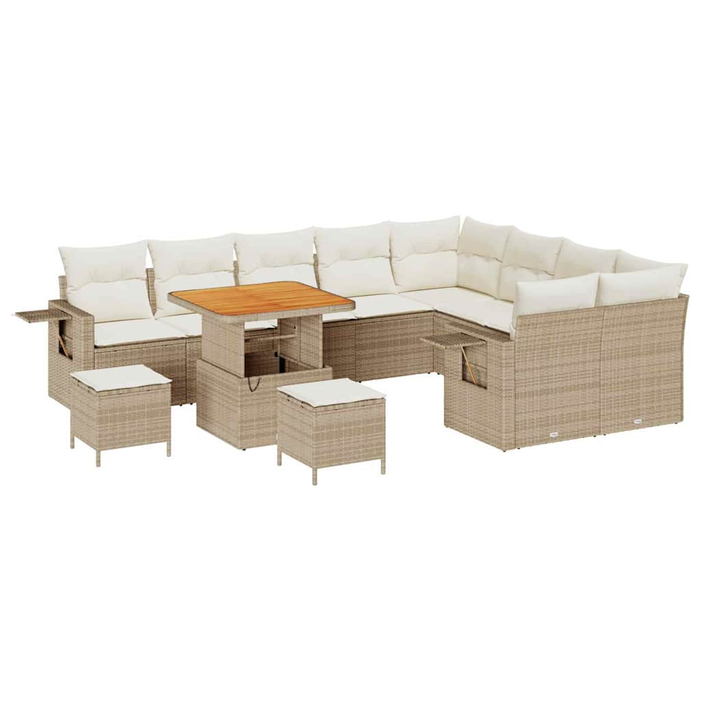 Tuinbankenset 12 st 11-Aantal zitplaatsen Beige en Crème