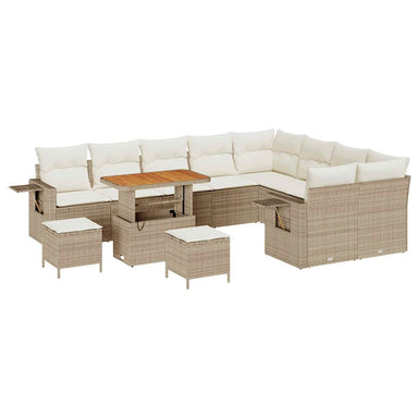 Tuinbankenset 12 st 11-Aantal zitplaatsen Beige en Crème
