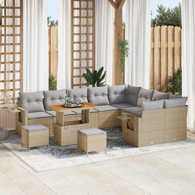 Tuinbankenset 12 st 11-Aantal zitplaatsen Beige en Licht Grijs