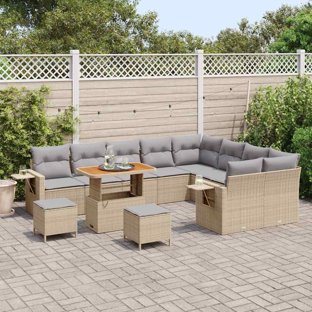 Tuinbankenset 12 st 11-Aantal zitplaatsen Beige en Licht Grijs