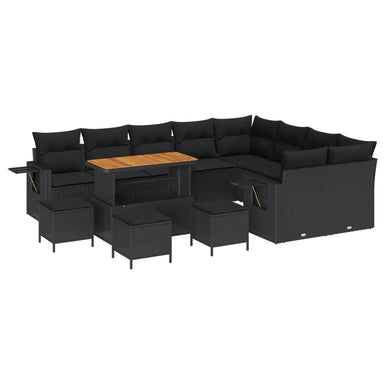 Tuinbankenset 13 st 12-Aantal zitplaatsen Zwart poly rattan