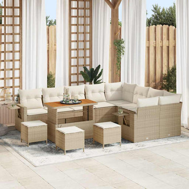 Tuinbankenset 13 st 12-Aantal zitplaatsen Beige en Crème