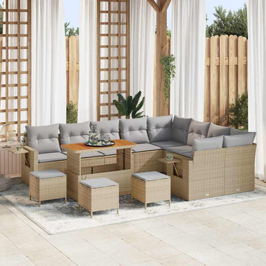 Tuinbankenset 13 st 12-Aantal zitplaatsen Beige en Licht Grijs
