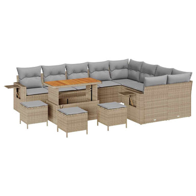 Tuinbankenset 13 st 12-Aantal zitplaatsen Beige en Licht Grijs