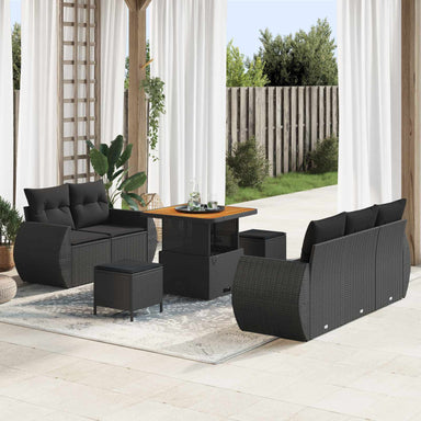 Tuin Sofa Set 8 st 5-Aantal zitplaatsen Zwart poly rattan