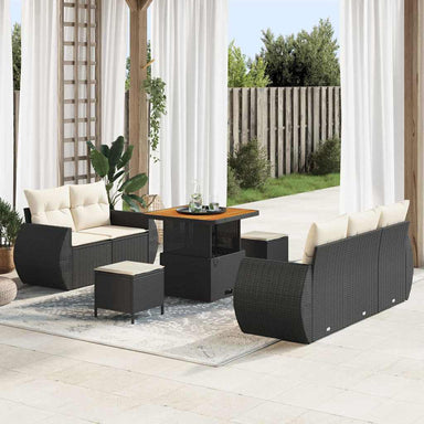 Tuin Sofa Set 8 st 5-Aantal zitplaatsen Zwart en Crème