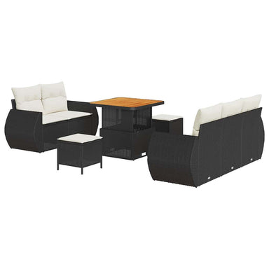 Tuin Sofa Set 8 st 5-Aantal zitplaatsen Zwart en Crème