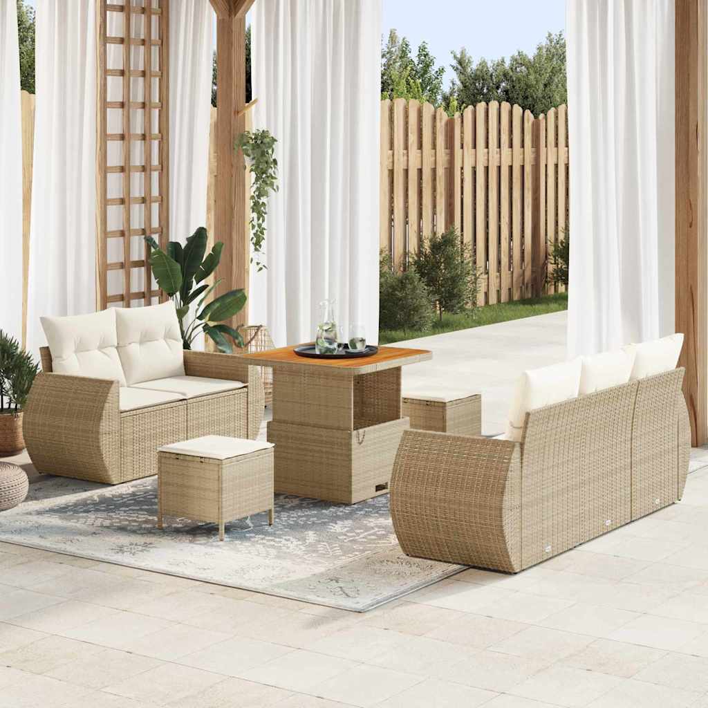 Tuin Sofa Set 8 st 5-Aantal zitplaatsen Beige en Crème