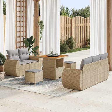 Tuin Sofa Set 8 st 5-Aantal zitplaatsen Beige en Licht Grijs