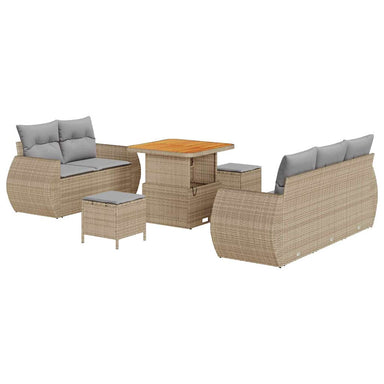 Tuin Sofa Set 8 st 5-Aantal zitplaatsen Beige en Licht Grijs