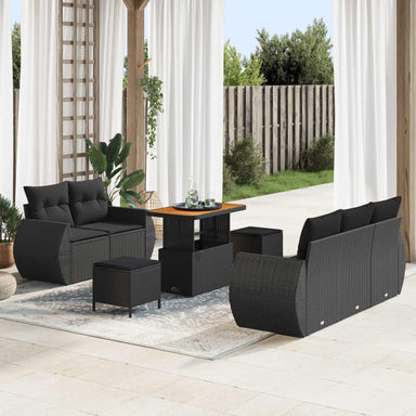 Tuin Sofa Set 8 st 5-Aantal zitplaatsen Zwart poly rattan