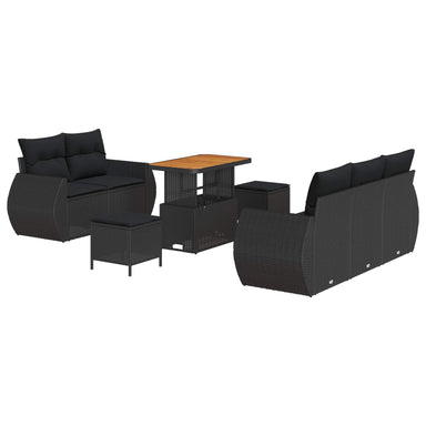 Tuin Sofa Set 8 st 5-Aantal zitplaatsen Zwart poly rattan