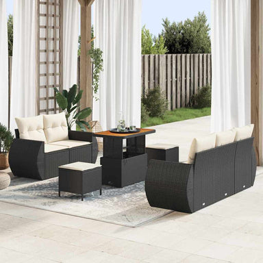 Tuin Sofa Set 8 st 5-Aantal zitplaatsen Zwart en Crème
