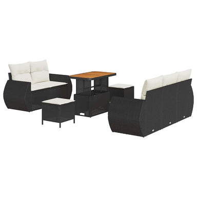 Tuin Sofa Set 8 st 5-Aantal zitplaatsen Zwart en Crème