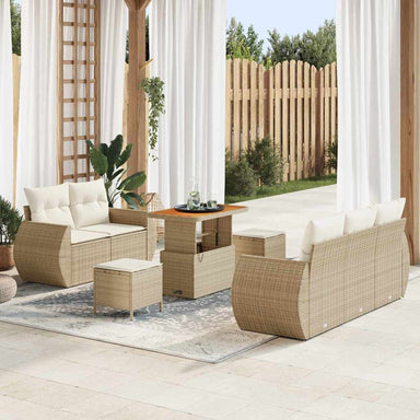 Tuin Sofa Set 8 st 5-Aantal zitplaatsen Beige en Crème