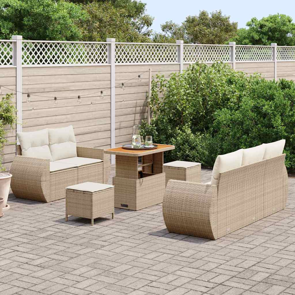 Tuin Sofa Set 8 st 5-Aantal zitplaatsen Beige en Crème