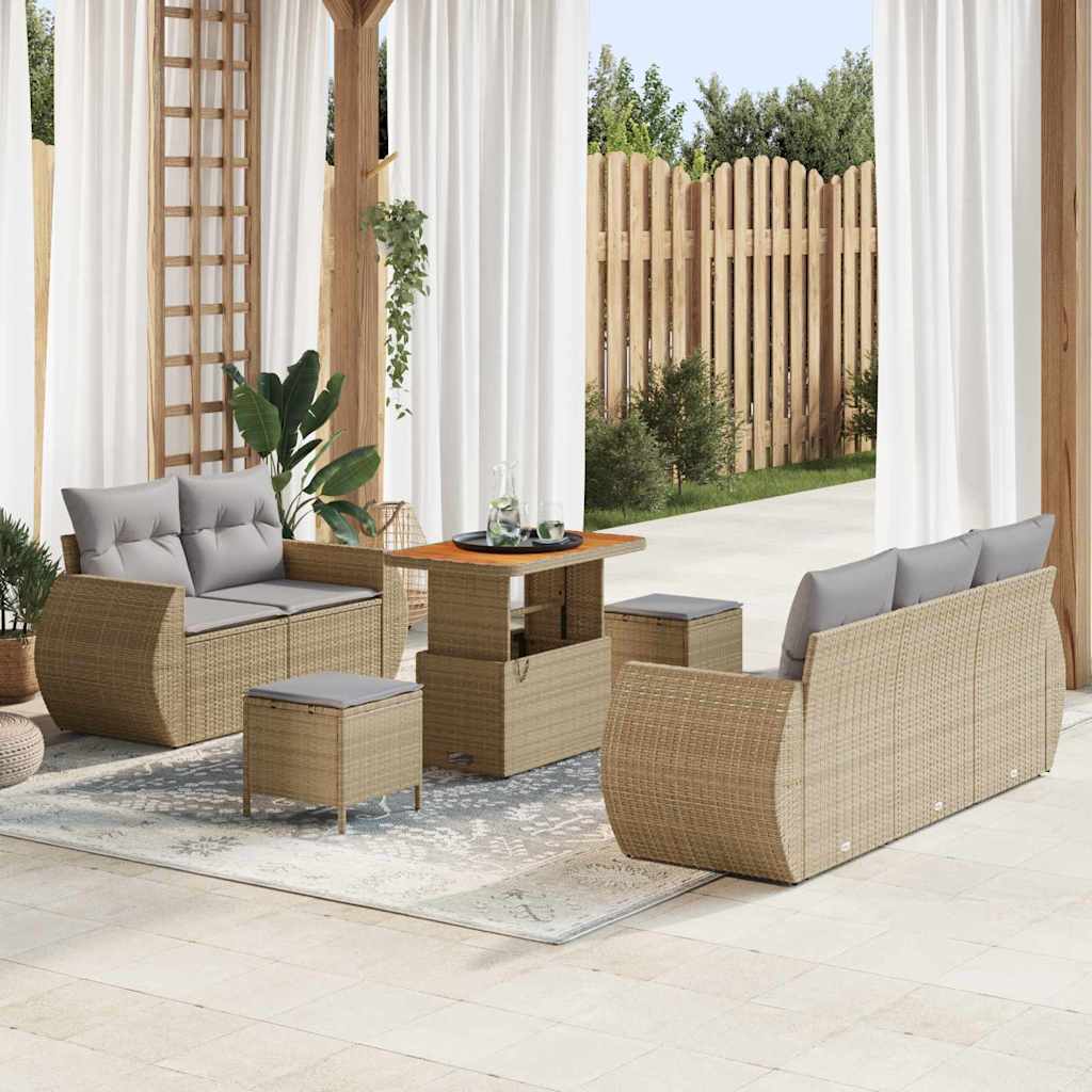 Tuin Sofa Set 8 st 5-Aantal zitplaatsen Beige en Licht Grijs