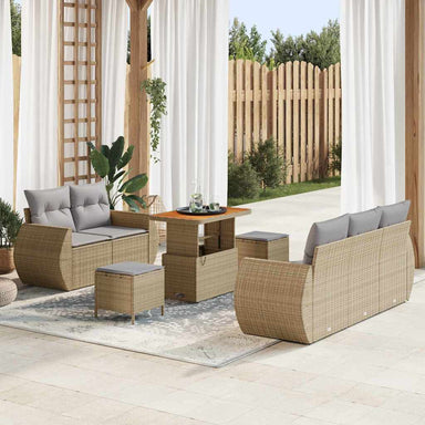 Tuin Sofa Set 8 st 5-Aantal zitplaatsen Beige en Licht Grijs
