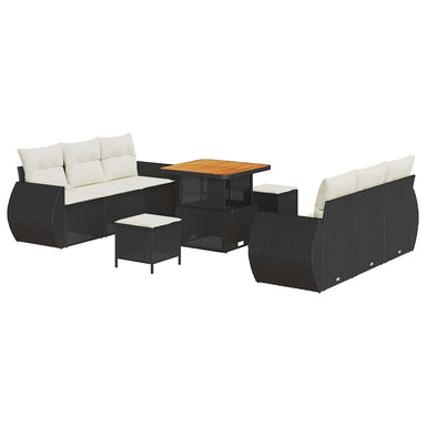 Tuin Sofa Set 9 st 6-Aantal zitplaatsen Zwart en Crème