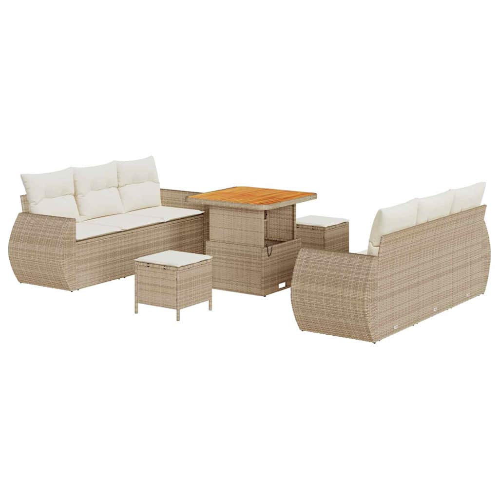 Tuin Sofa Set 9 st 6-Aantal zitplaatsen Beige en Crème