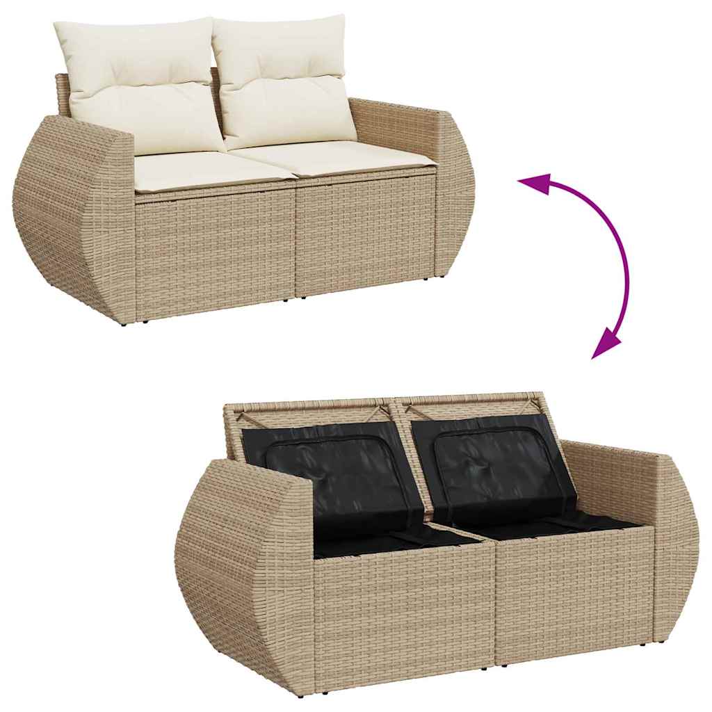 Tuin Sofa Set 9 st 6-Aantal zitplaatsen Beige en Crème
