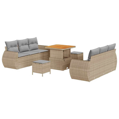 Tuin Sofa Set 9 st 6-Aantal zitplaatsen Beige en Licht Grijs