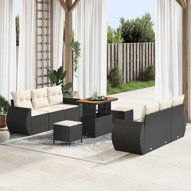 Tuin Sofa Set 9 st 6-Aantal zitplaatsen Zwart en Crème