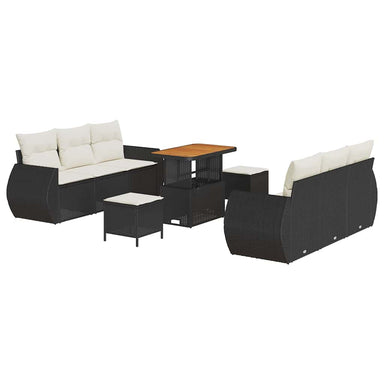 Tuin Sofa Set 9 st 6-Aantal zitplaatsen Zwart en Crème