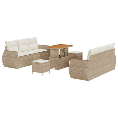 Tuin Sofa Set met kussen 9 pcs Beige en Crème poly rattan