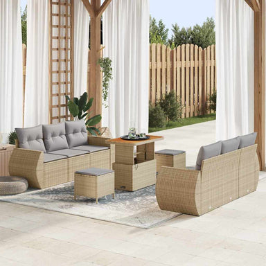Tuin Sofa Set 9 st 6-Aantal zitplaatsen Beige en Licht Grijs